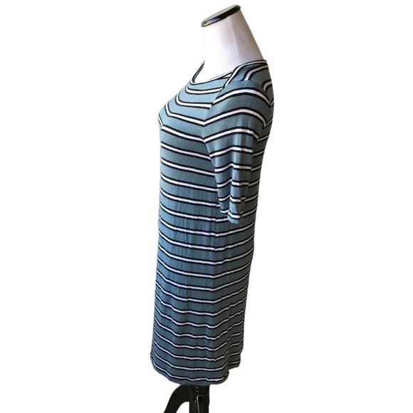Loft Lou & Grey Blue Striped Signature Soft Boatneck Dress - Picture 7 of 10